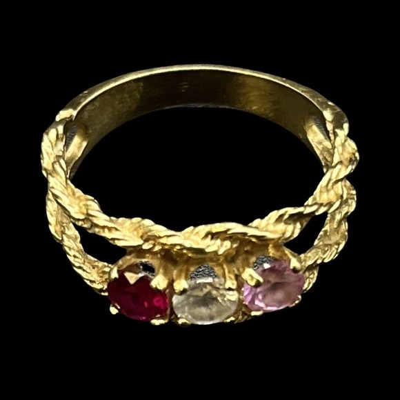 Vintage 14k Yellow Gold Multi Gemstone Ring 3.13 Grams~Size 7.5